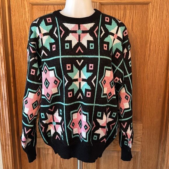 TYROLIA BY HEAD Vintage 80s Pastel Geometric Wool Blend Sweater - Picture 2 of 9